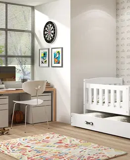 Postele BMS Dětská postel KUBUŠ 1 s úložným prostorem| bílá Barva: Bílá / bílá, Rozměr: 190 x 80 cm