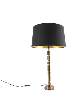 Stolni lampy Stolní lampa ve stylu art deco bronzová s bavlněným odstínem 45 cm černá - Torre