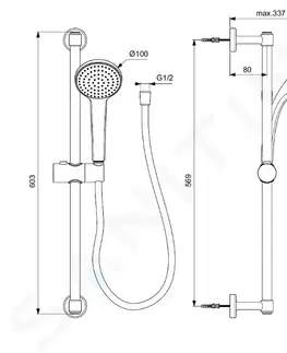 Koupelnové baterie IDEAL STANDARD Idealrain Set sprchové hlavice, tyče a hadice, černá BD142XG