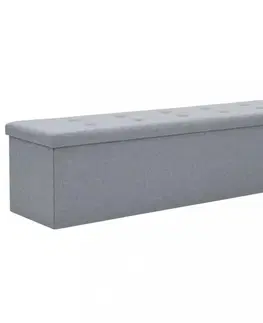 Předsíňové stěny Skládací úložná lavice umělý len Dekorhome Tmavě šedá