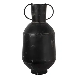 Dekorativní vázy Černá kovová dekorační váza s odřením Tinn - Ø 26*52 cm Clayre & Eef 6Y4513