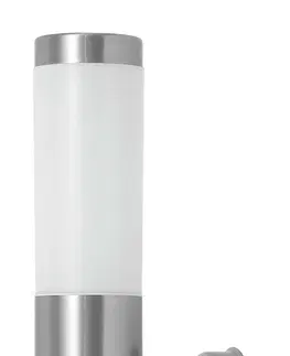 Moderní venkovní nástěnná svítidla Rabalux venkovní nástěnné svítidlo Inox torch E27 1x MAX 25W saténová chromová IP44 8262