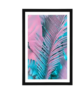 Příroda Plakát s paspartou palmové listy v neobyčejných neonových barvách