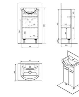 Koupelnový nábytek AQUALINE ZOJA umyvadlová skříňka 41,5x74x25,3cm, bílá 51045A