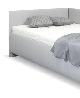 s úložným prostorem Rohová zvýšená čalouněná postel Ryana, s úložným prostorem, 140x200