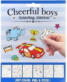 Hračky WIKY - Vybarvovací nálepky Cheerful Boys 6 stran