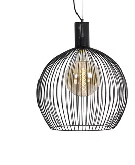 Zavesna svitidla Designová kulatá závěsná lampa černá 50 cm - Wire Dos