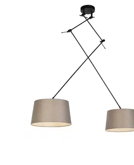 Zavesna svitidla Závěsná lampa s plátěnými odstíny taupe 35 cm - Blitz II černá