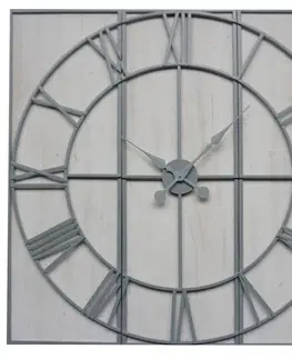 Stylové a designové hodiny Estila Moderní designové nástěnné hodiny Rosa ze dřeva a kovu 112cm