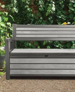 Zahradní lavice Keter 2místná zahradní lavice s úložným boxem Hudson 227 l šedá
