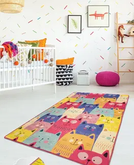 Koberce a koberečky Conceptum Hypnose Dětský koberec Cats 140x190 cm vícebarevný