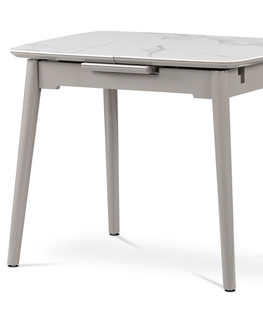 Jídelní stoly Jídelní stůl MEDININ typ 1, bílý mramor/šedý vysoký lesk