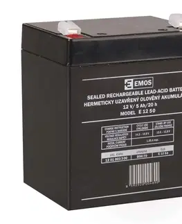 Akumulátory EMOS Bezúdržbový olověný akumulátor 12V 5Ah faston 6,3mm 1201003300