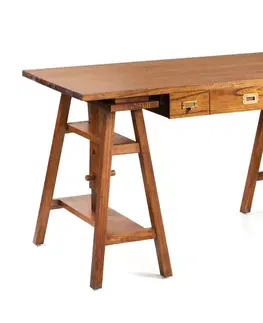 Stylové a luxusní pracovní a psací stoly Estila Klasický dřevěný psací stůl Star s výškově nastavitelným mechanismem 152cm
