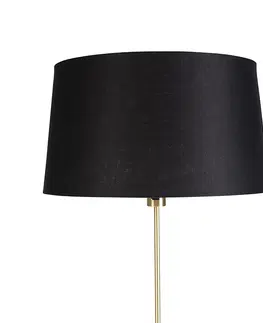 Stojaci lampy Stojací lampa zlatá / mosazná s černým plátěným odstínem 45 cm - Parte