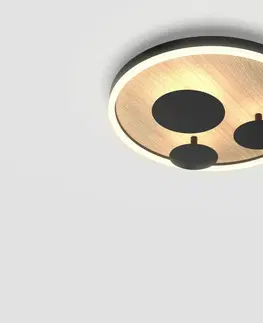 LED stropní svítidla WOFI Stropní svítidlo Reims 1x 26W LED 3000lm 3000K černá + dřevo 9013-306S
