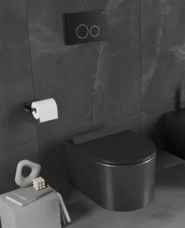 Kompletní WC sady Závěsný WC set MEXEN SOFIA 36 cm s prkénkem SLIM černý