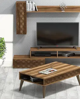 Obývací stěny a sestavy nábytku Set nábytku do obývacího pokoje PLANET ořech