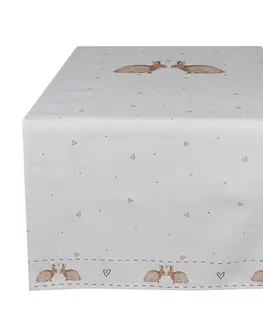 Ubrusy Bavlněný běhoun na stůl s motivem králíčků Bunnies in Love - 50*140cm Clayre & Eef BSLC64