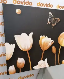 Obrazy květů Obraz tulipány se zlatým motivem
