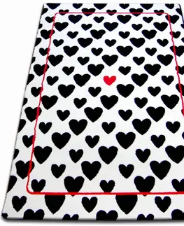 Koberce a koberečky Dywany Lusczow Kusový koberec SKETCH SEAN bílý / černý - srdce, velikost 200x290