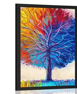 Příroda Plakát barevný akvarelový strom