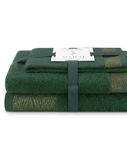 Ručníky AmeliaHome Sada 3 ks ručníků ALLIUM klasický styl zelená, velikost 50x90+70x130