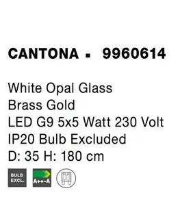Designová závěsná svítidla NOVA LUCE závěsné svítidlo CANTONA bílé opálové sklo mosaz zlatá G9 5x5W 230V IP20 bez žárovky 9960614