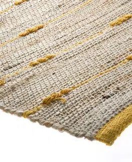Koberce a koberečky DekorStyle Dekorativní jutový koberec Yellow Stripe 60x90 cm