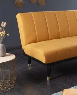 Luxusní a designové sedačky Estila Retro sedačka Taxil žluté barvy s černými nožičkami 180cm