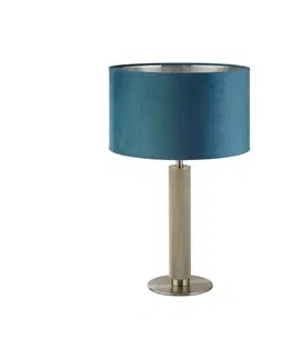 Stolní lampy na noční stolek Searchlight Stolní lampa London, stříbrná / tyrkysová