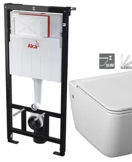 WC sedátka ALCADRAIN Sádromodul předstěnový instalační systém bez tlačítka + WC JIKA PURE + SEDÁTKO SLOWCLOSE AM101/1120 X PU2