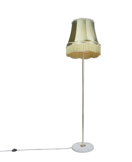 Stojaci lampy Retro stojací lampa mosaz s odstínem Granny zelená 45 cm - Kaso