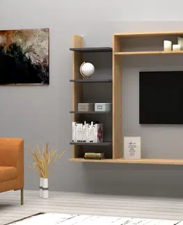 Obývací stěny a sestavy nábytku Televizní stěna NOBLE dub sapphire antracit