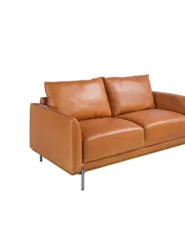 Luxusní a designové sedačky Estila Moderná 2-miestna pohovka Vita Naturale kožená hnedá 164cm