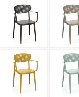 Zahradní židle a křesla Plastová židle s područkami OSLO (různé barvy) žlutá