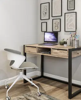 Kancelářské a psací stoly Psací stůl OGENE borovice atlantic černá