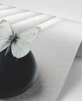 Samolepící tapety Samolepící tapeta Zen kámen s motýlem