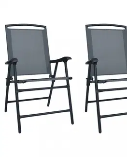 Zahradní křesla a židle Skládací zahradní židle 2 ks Dekorhome Krémová