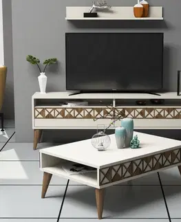 Obývací stěny a sestavy nábytku Set nábytku do obývacího pokoje LINE krémový