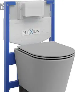 WC sedátka MEXEN/S WC předstěnová instalační sada Fenix XS-F s mísou WC Rico + sedátko softclose, světle šedá mat 68030724061