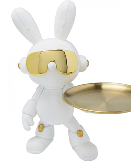 Sošky zajíců KARE Design Soška Cool Bunny Tray - bílý, 27cm