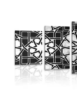 Černobílé obrazy 5-dílný obraz orientální mozaika v černobílém provedení