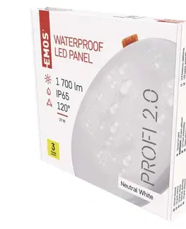 Bodovky do podhledu na 230V EMOS Lighting LED panel 185mm, kruhový vestavný bílý, 18W neutr. b., IP65 1540112220