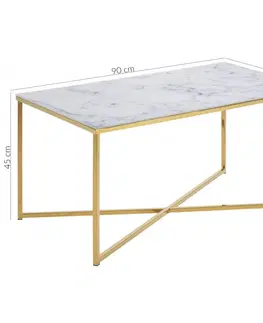 Konferenční stolky Actona Konferenční obdélníkový stolek Alisma mramor bílý/zlatá