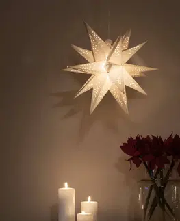Vánoční světelná hvězda Konstsmide Christmas LED dekorační papírová hvězda 3D bílá, stmívatelná