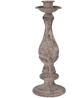 Svícny Šedý antik kovový svícen ArtFerro na úzkou svíčku - Ø 12,5*33cm  Exner 226350