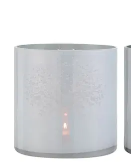 Svícny Skleněné  svícny na čajovou svíčku  s motivem stromu modrý/bílý - Ø 20*20 cm J-Line by Jolipa 4018