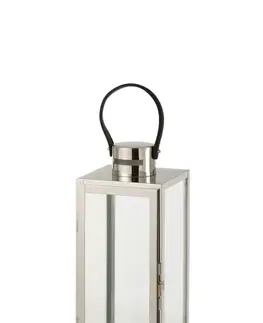 Zahradní lampy Stříbrná kovová lucerna Recin - 17*16*51cm J-Line by Jolipa 5175