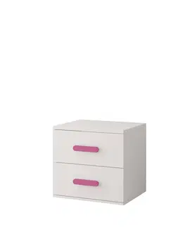 Dětský nábytek Idzczak Meble Noční stolek SMYK 55 cm bílá, varianta růžové úchytky